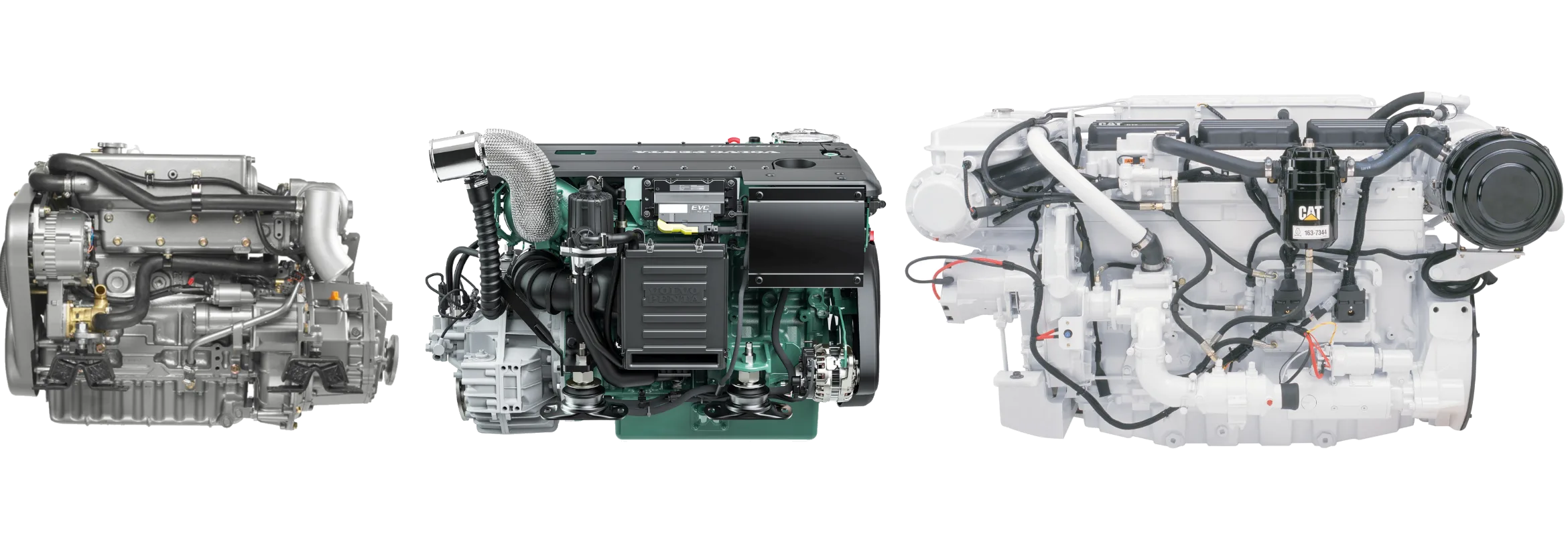 3 verschiedene Bootsdieselmotoren